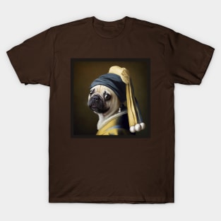 Pug with pearl earring T-Shirt